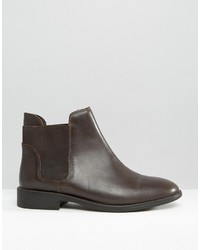 Bottines chelsea en cuir marron foncé Asos