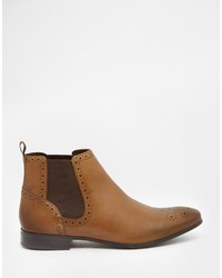 Bottines chelsea en cuir marron foncé Asos