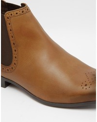 Bottines chelsea en cuir marron foncé Asos