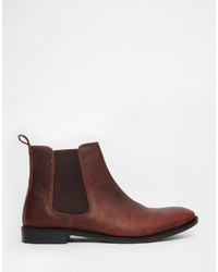 Bottines chelsea en cuir marron foncé Asos