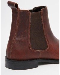 Bottines chelsea en cuir marron foncé Asos