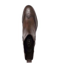 Bottines chelsea en cuir marron foncé Tod's