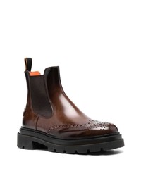 Bottines chelsea en cuir marron foncé Santoni