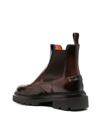 Bottines chelsea en cuir marron foncé Santoni