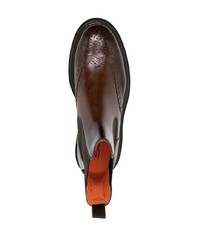 Bottines chelsea en cuir marron foncé Santoni