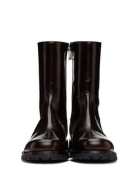 Bottines chelsea en cuir marron foncé Dries Van Noten