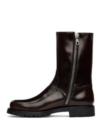 Bottines chelsea en cuir marron foncé Dries Van Noten