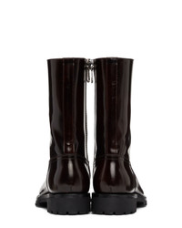 Bottines chelsea en cuir marron foncé Dries Van Noten