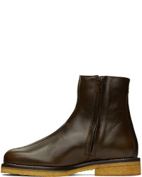 Bottines chelsea en cuir marron foncé Lemaire