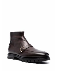 Bottines chelsea en cuir marron foncé Santoni