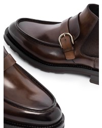 Bottines chelsea en cuir marron foncé Santoni