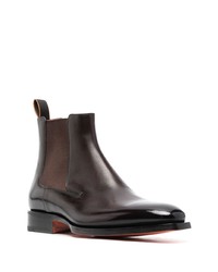 Bottines chelsea en cuir marron foncé Santoni