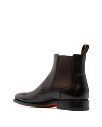 Bottines chelsea en cuir marron foncé Santoni