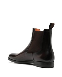 Bottines chelsea en cuir marron foncé Santoni