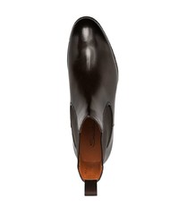 Bottines chelsea en cuir marron foncé Santoni