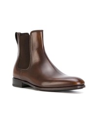 Bottines chelsea en cuir marron foncé Salvatore Ferragamo