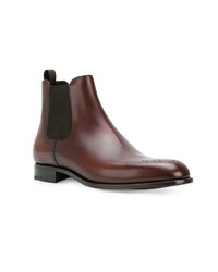 Bottines chelsea en cuir marron foncé Prada