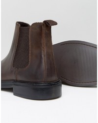 Bottines chelsea en cuir marron foncé Asos