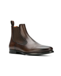 Bottines chelsea en cuir marron foncé Santoni