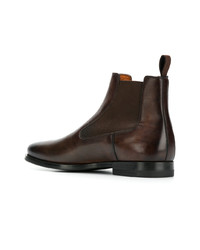 Bottines chelsea en cuir marron foncé Santoni