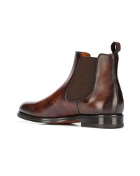 Bottines chelsea en cuir marron foncé Santoni