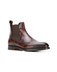 Bottines chelsea en cuir marron foncé Santoni