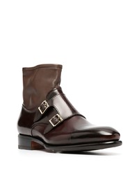 Bottines chelsea en cuir marron foncé Santoni