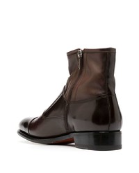 Bottines chelsea en cuir marron foncé Santoni