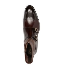 Bottines chelsea en cuir marron foncé Santoni