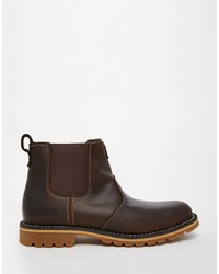 Bottines chelsea en cuir marron foncé Timberland