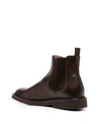 Bottines chelsea en cuir marron foncé Brunello Cucinelli