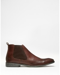 Bottines chelsea en cuir marron foncé Base London