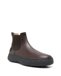 Bottines chelsea en cuir marron foncé Tod's