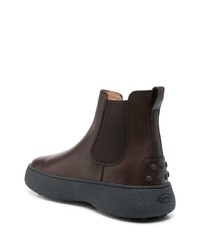 Bottines chelsea en cuir marron foncé Tod's