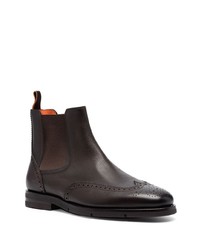 Bottines chelsea en cuir marron foncé Santoni