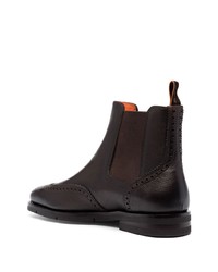 Bottines chelsea en cuir marron foncé Santoni