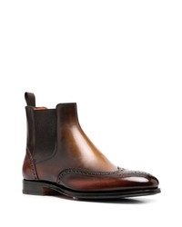 Bottines chelsea en cuir marron foncé Santoni