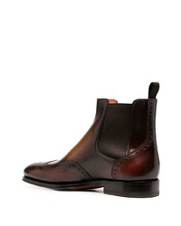 Bottines chelsea en cuir marron foncé Santoni