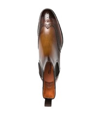 Bottines chelsea en cuir marron foncé Santoni