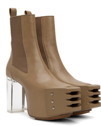 Bottines chelsea en cuir marron Rick Owens