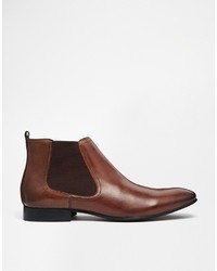 Bottines chelsea en cuir marron Asos