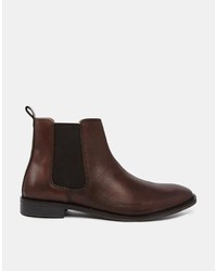 Bottines chelsea en cuir marron Asos