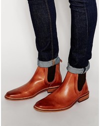 Bottines chelsea en cuir marron Dune