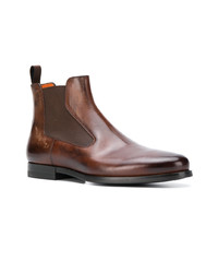 Bottines chelsea en cuir marron Santoni