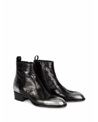 Bottines chelsea en cuir noir et argenté Giuseppe Zanotti