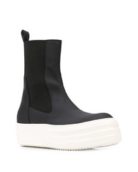 Bottines chelsea en cuir noires et blanches Rick Owens DRKSHDW