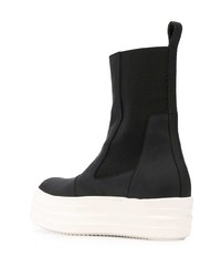 Bottines chelsea en cuir noires et blanches Rick Owens DRKSHDW