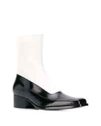 Bottines chelsea en cuir noires et blanches Y/Project