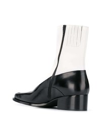 Bottines chelsea en cuir noires et blanches Y/Project