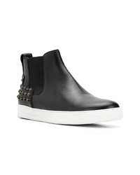 Bottines chelsea en cuir noires et blanches Philipp Plein